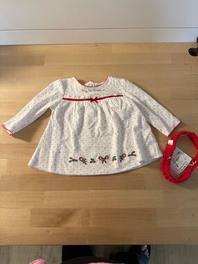 Little Me White and Red Polka Dot Top 9 months New but flawed!